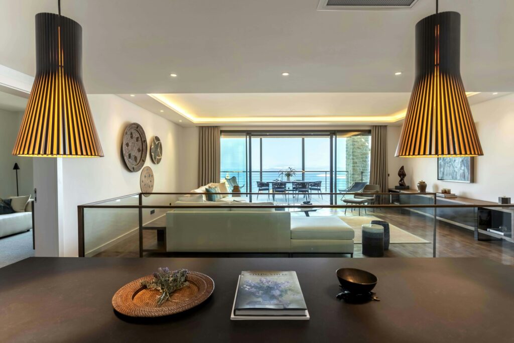 interior of a luxury home in Canada showing fine art and smart home systems