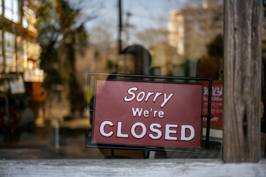 Business closed due to storm highlighting business interruption from climate risks