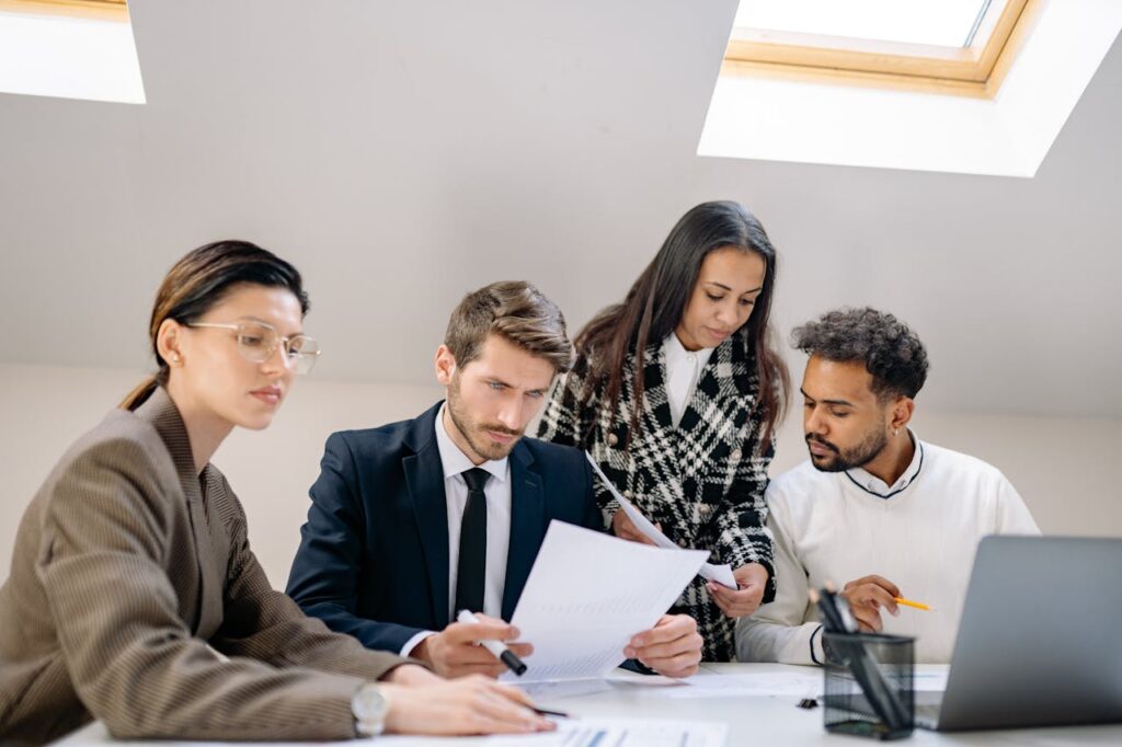 Forensic accountant reviewing financial records for business interruption claim