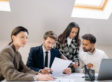 Insurance adjuster inspecting commercial property for policy review